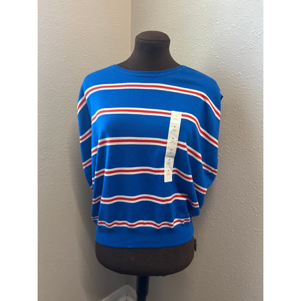 Banana Republic forever crew short sleeve striped sweater shell vest sz Med NWT